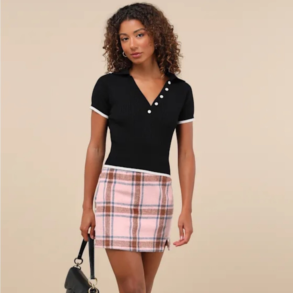 Lulu’s Pink Plaid Skirt